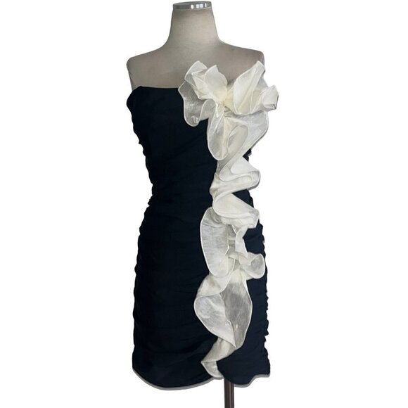 Daniele Carlotta Draped Mini Dress in Black & White 44 Large 8 10 New Womens - Picture 5 of 10